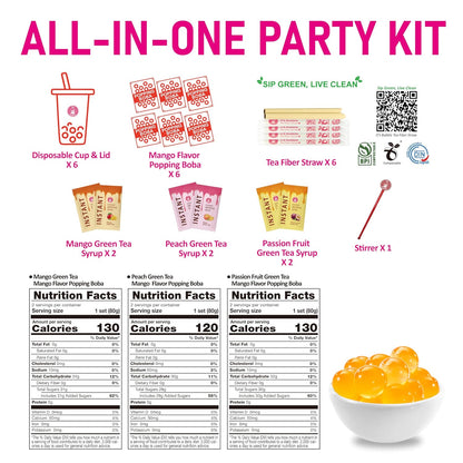 All in One Boba Tea Kit for Kids - Mixed Fruit, 6 Servings