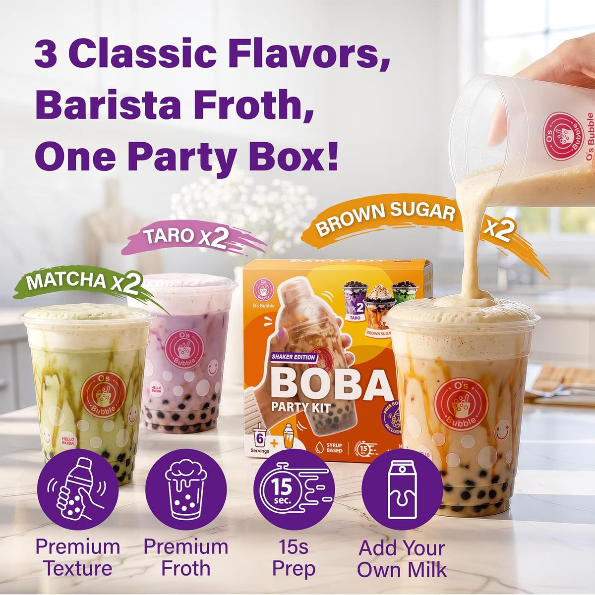All in One Boba Tea Kit for Kids - Mixed Fruit, 6 Servings