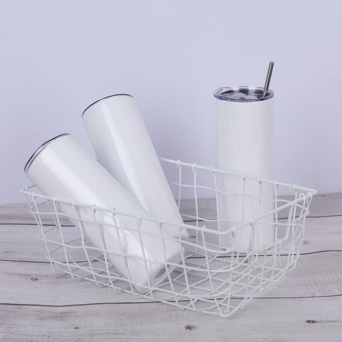 20 Oz Straight Skinny Tumblers, Individually Gift Boxed Stainless Steel Slim Skinny Tumbler Set Bulk, 20 Oz Insulated Slim Thin Travel Tumbler Cup for Diy, Silver