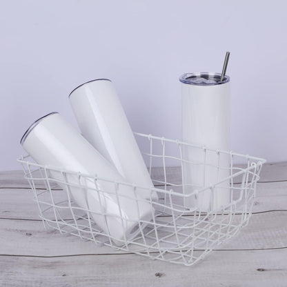 20 Oz Straight Skinny Tumblers, Individually Gift Boxed Stainless Steel Slim Skinny Tumbler Set Bulk, 20 Oz Insulated Slim Thin Travel Tumbler Cup for Diy, Silver