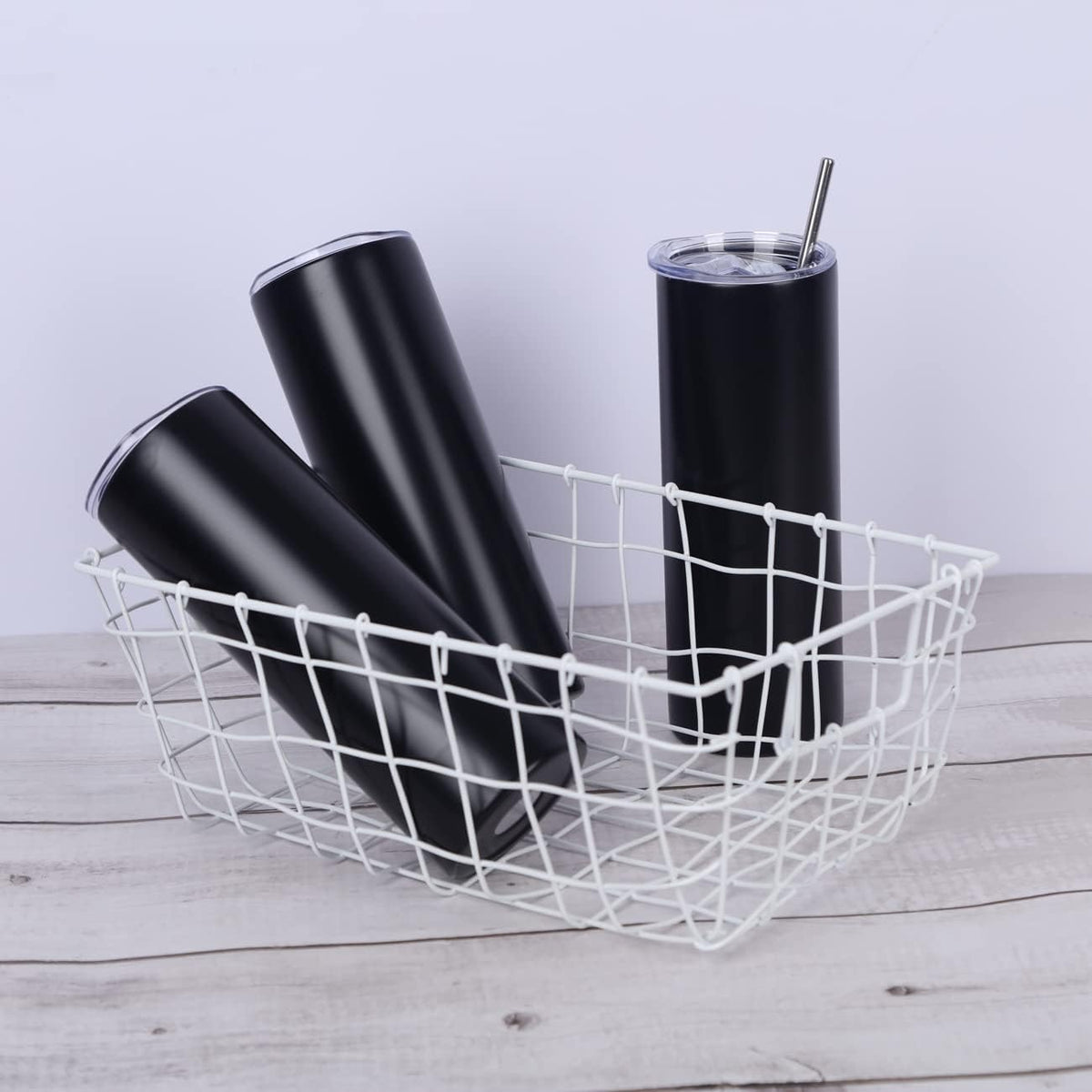 20 Oz Straight Skinny Tumblers, Individually Gift Boxed Stainless Steel Slim Skinny Tumbler Set Bulk, 20 Oz Insulated Slim Thin Travel Tumbler Cup for Diy, Silver