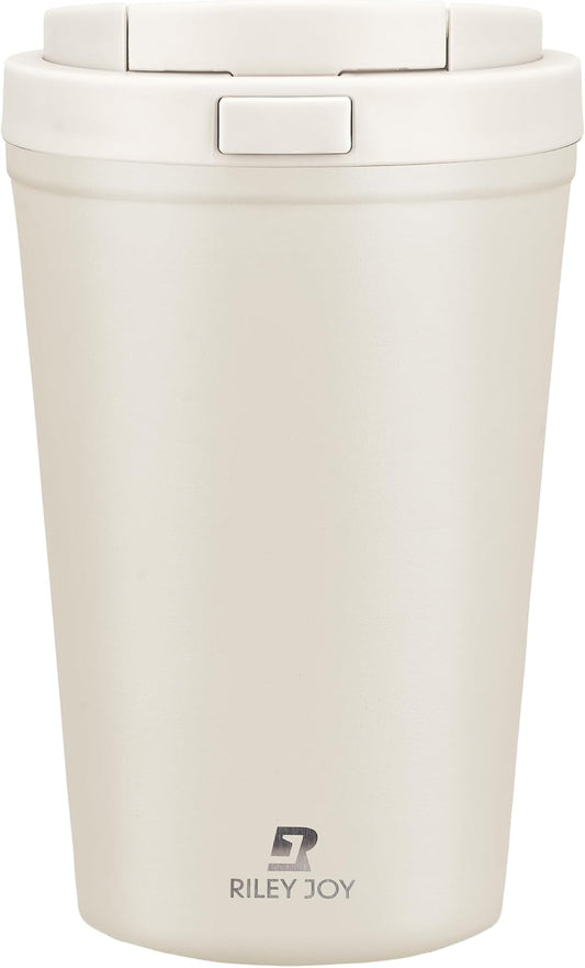 13oz Insulated Travel Coffee Mug, Hot & Iced Coffee Cups with Lids, White