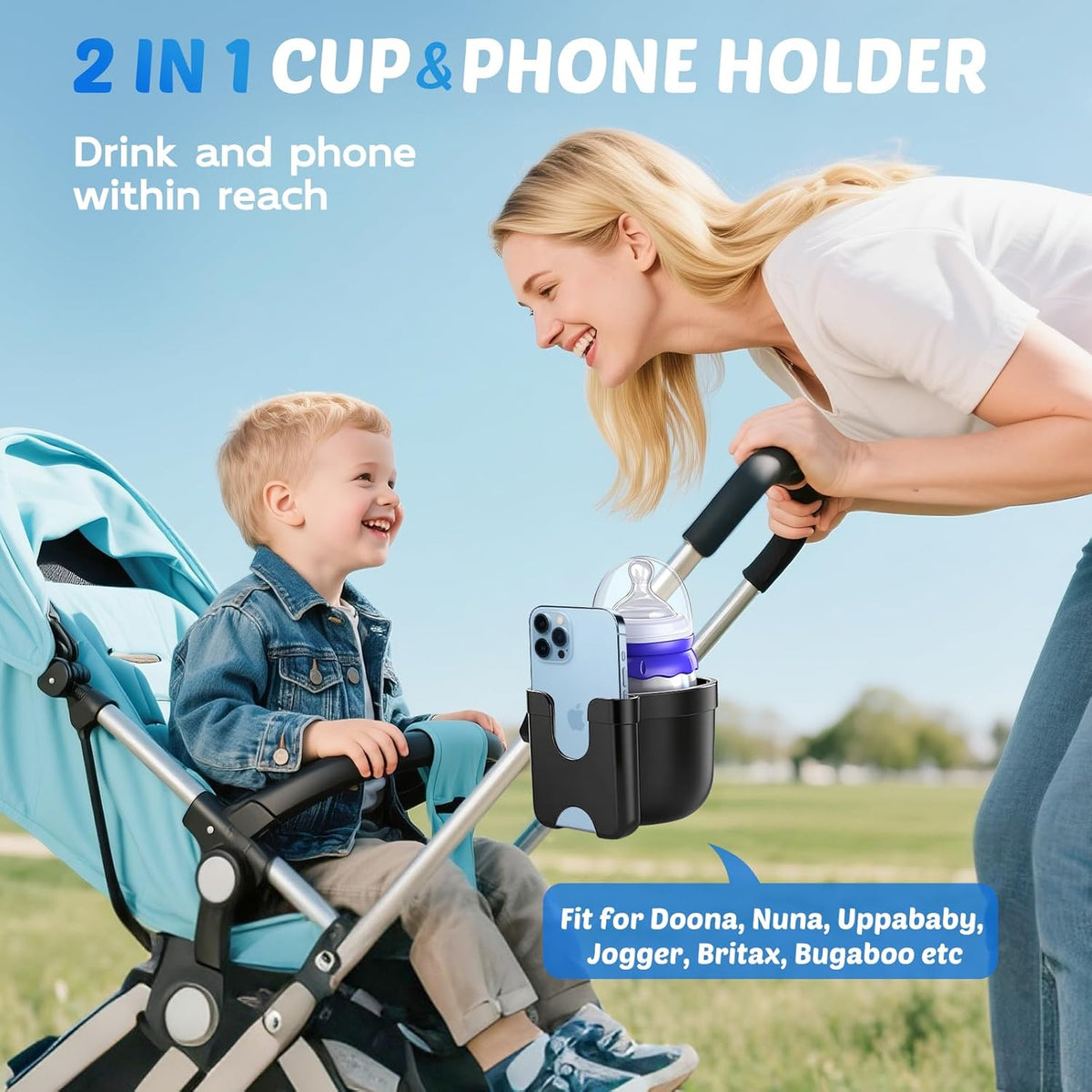 Cup Holder for Walker: Stroller Cup Holder Attachment with Phone Holder