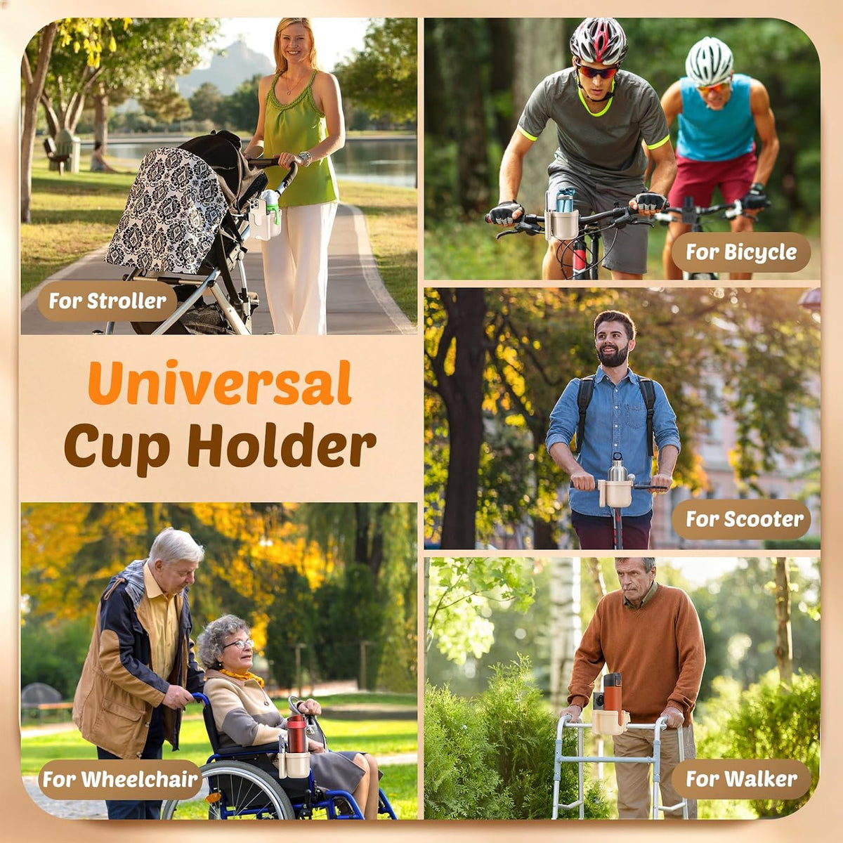 Cup Holder for Walker: Stroller Cup Holder Attachment with Phone Holder
