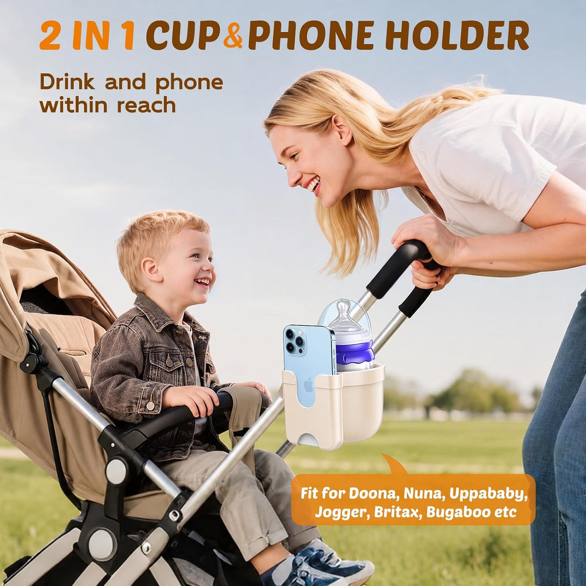 Cup Holder for Walker: Stroller Cup Holder Attachment with Phone Holder