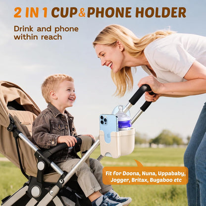 Cup Holder for Walker: Stroller Cup Holder Attachment with Phone Holder