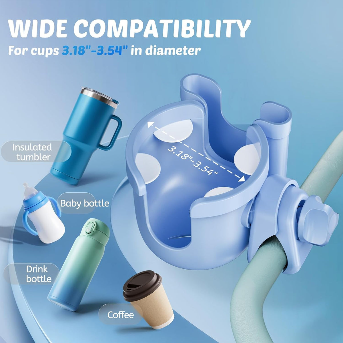 Cup Holder for Walker: Stroller Cup Holder Attachment with Phone Holder