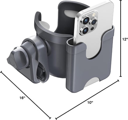 Cup Holder for Walker: Stroller Cup Holder Attachment with Phone Holder