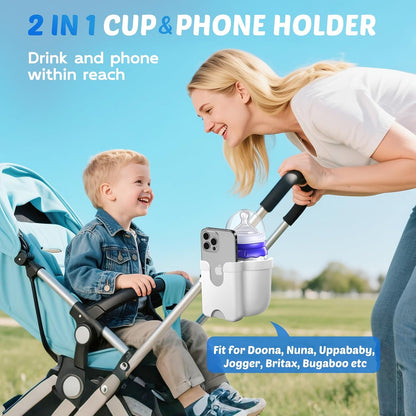 Cup Holder for Walker: Stroller Cup Holder Attachment with Phone Holder