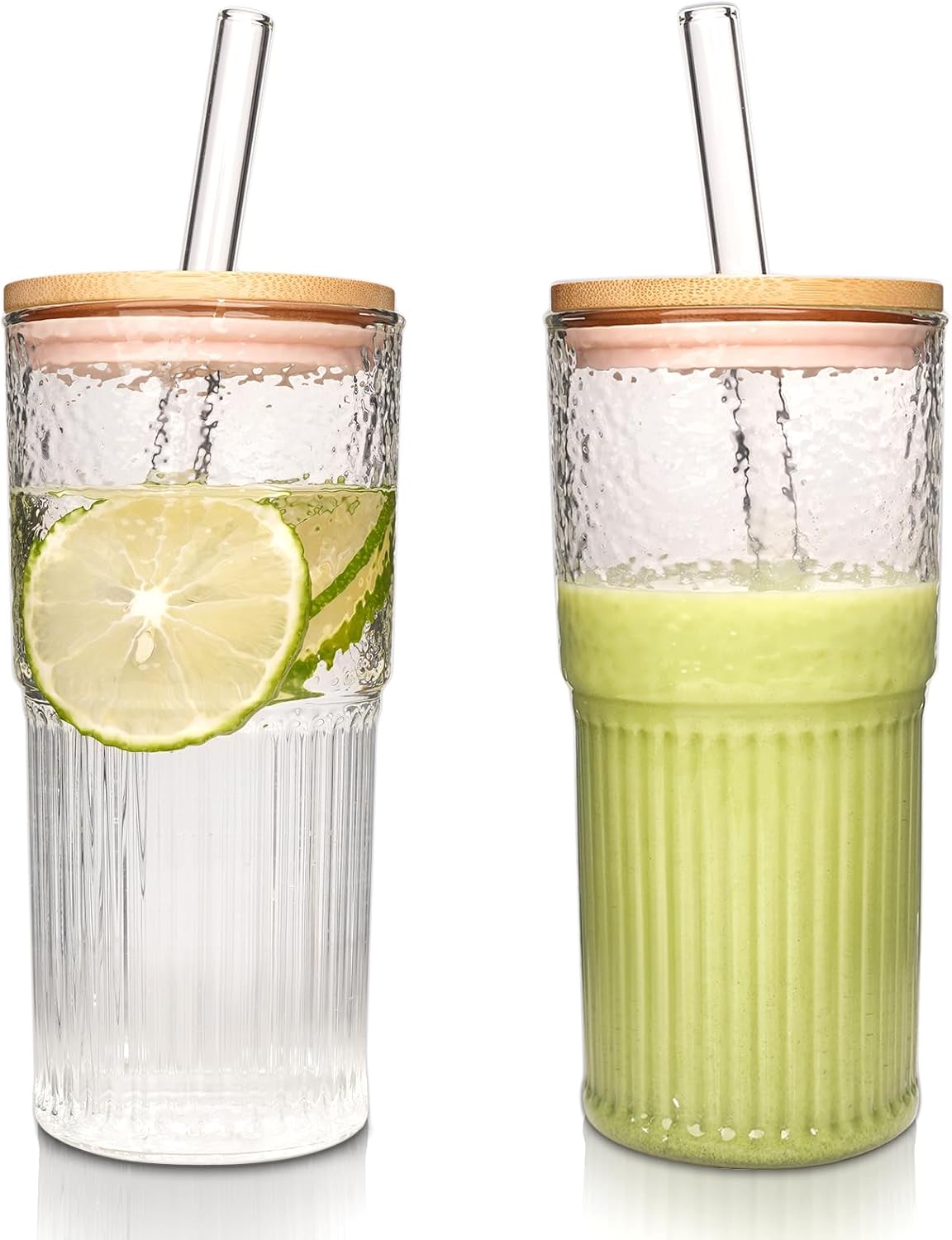 40oz Glass Tumbler with Straw and Lid, Glass Cup with Silicone Sleeve | Leakproof Lid, Fits Car Cup Holder Glass for Iced Coffee, Water, Cold Drinks, Travel, Outdoor, Partys&Home