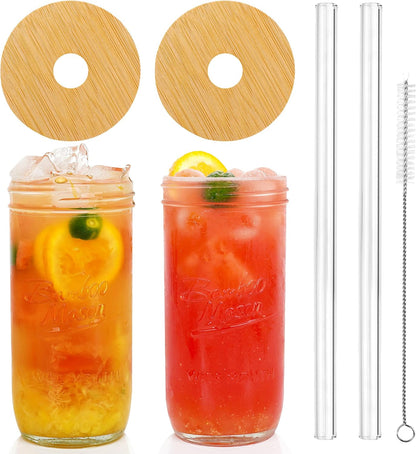 40oz Glass Tumbler with Straw and Lid, Glass Cup with Silicone Sleeve | Leakproof Lid, Fits Car Cup Holder Glass for Iced Coffee, Water, Cold Drinks, Travel, Outdoor, Partys&Home