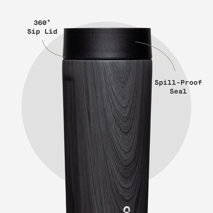 Commuter Cup Travel Mug - Insulated Coffee Mug with Lid - Keeps Drinks Cold 18 Hours - 360° Spill-Proof Sip Lid - Holiday Gift - Great for Gifting Warmth - 17 oz - Burnt Wood
