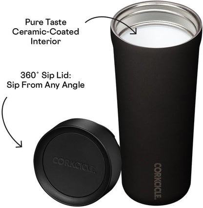 Commuter Cup Travel Mug - Insulated Coffee Mug with Lid - Keeps Drinks Cold 18 Hours - 360° Spill-Proof Sip Lid - Holiday Gift - Great for Gifting Warmth - 17 oz - Burnt Wood