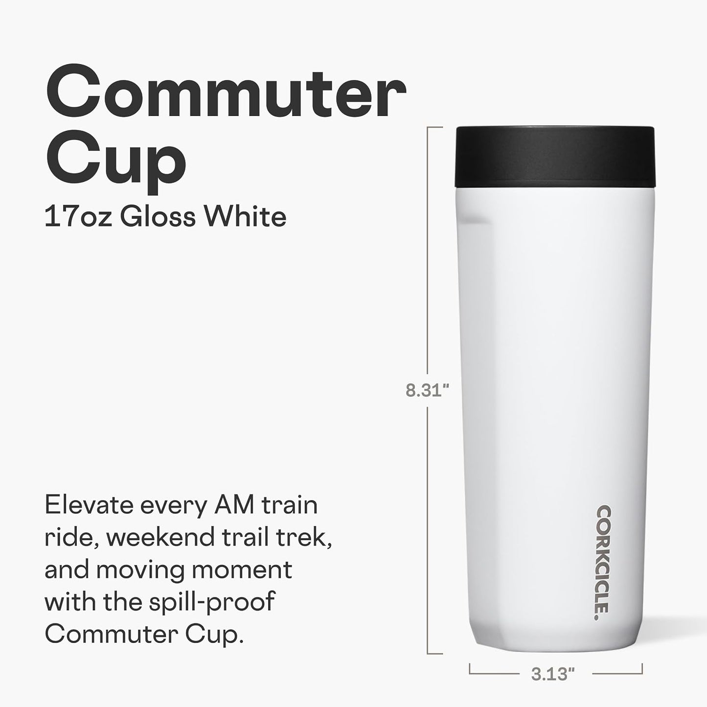 Commuter Cup Travel Mug - Insulated Coffee Mug with Lid - Keeps Drinks Cold 18 Hours - 360° Spill-Proof Sip Lid - Holiday Gift - Great for Gifting Warmth - 17 oz - Burnt Wood