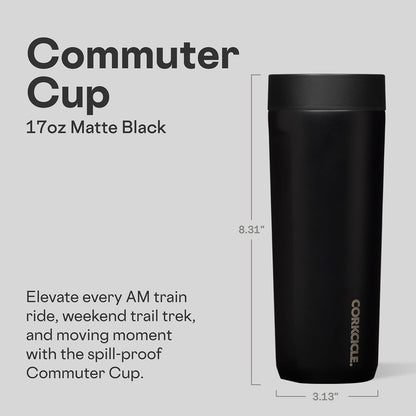 Commuter Cup Travel Mug - Insulated Coffee Mug with Lid - Keeps Drinks Cold 18 Hours - 360° Spill-Proof Sip Lid - Holiday Gift - Great for Gifting Warmth - 17 oz - Burnt Wood