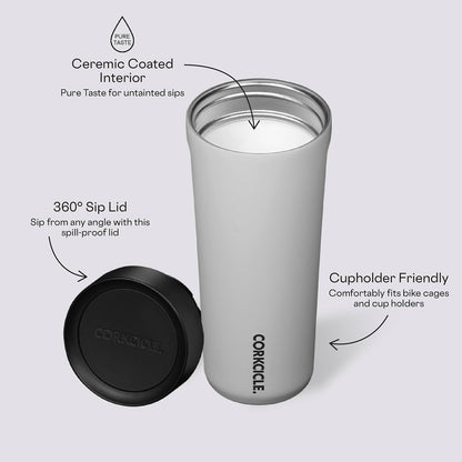 Commuter Cup Travel Mug - Insulated Coffee Mug with Lid - Keeps Drinks Cold 18 Hours - 360° Spill-Proof Sip Lid - Holiday Gift - Great for Gifting Warmth - 17 oz - Burnt Wood