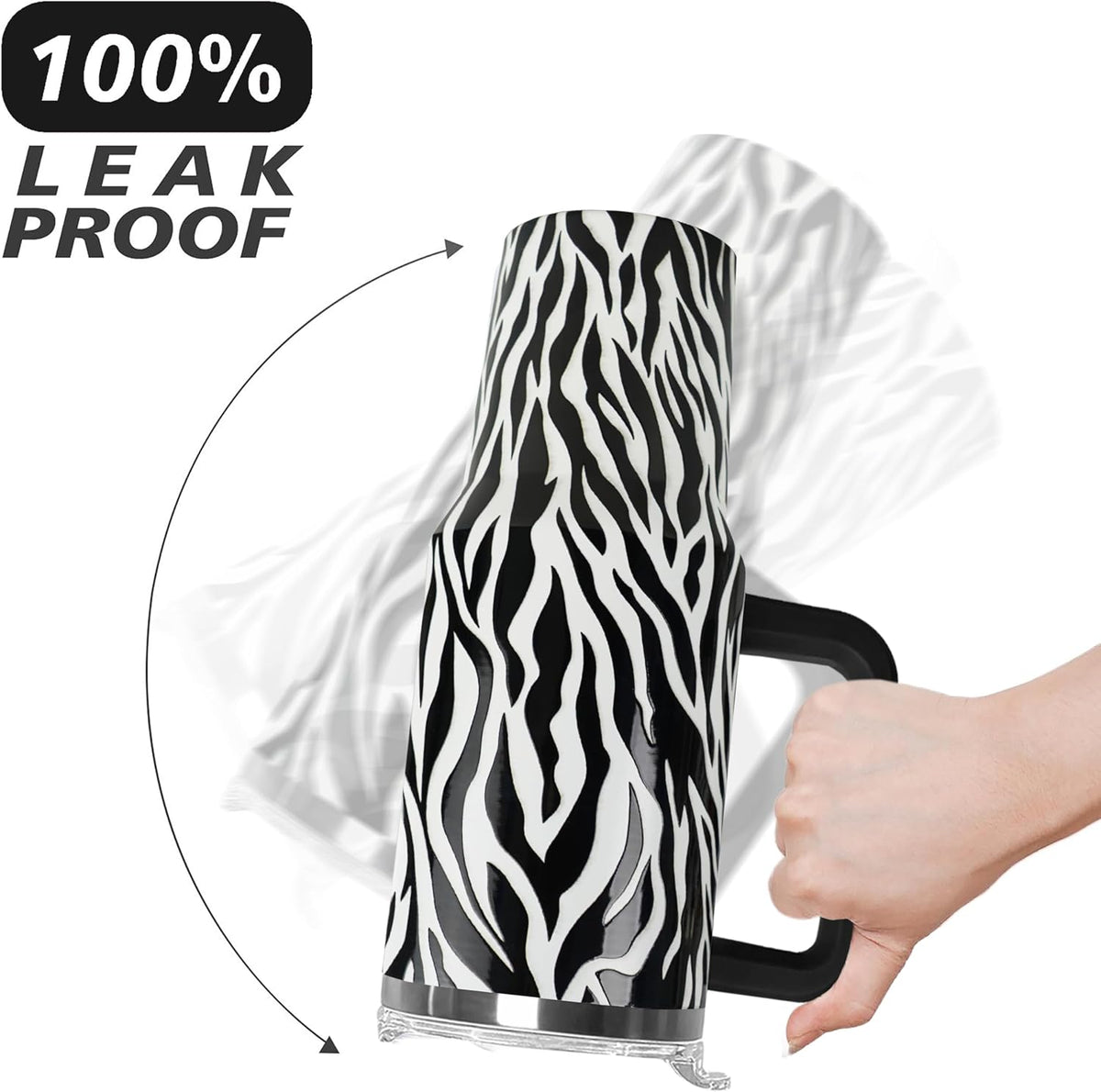 Ceovfoi 40 Oz Leopard & Zebra Print Tumbler With Handle, Lid & Straw - Insulated Travel Coffee Mug Water Bottle, Animal Print Gifts for Women Men