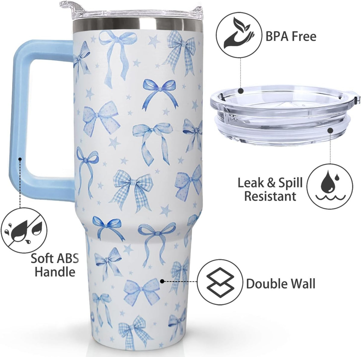 Ceovfoi 40 Oz Leopard & Zebra Print Tumbler With Handle, Lid & Straw - Insulated Travel Coffee Mug Water Bottle, Animal Print Gifts for Women Men