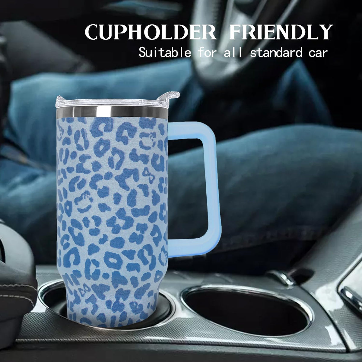 Ceovfoi 40 Oz Leopard & Zebra Print Tumbler With Handle, Lid & Straw - Insulated Travel Coffee Mug Water Bottle, Animal Print Gifts for Women Men