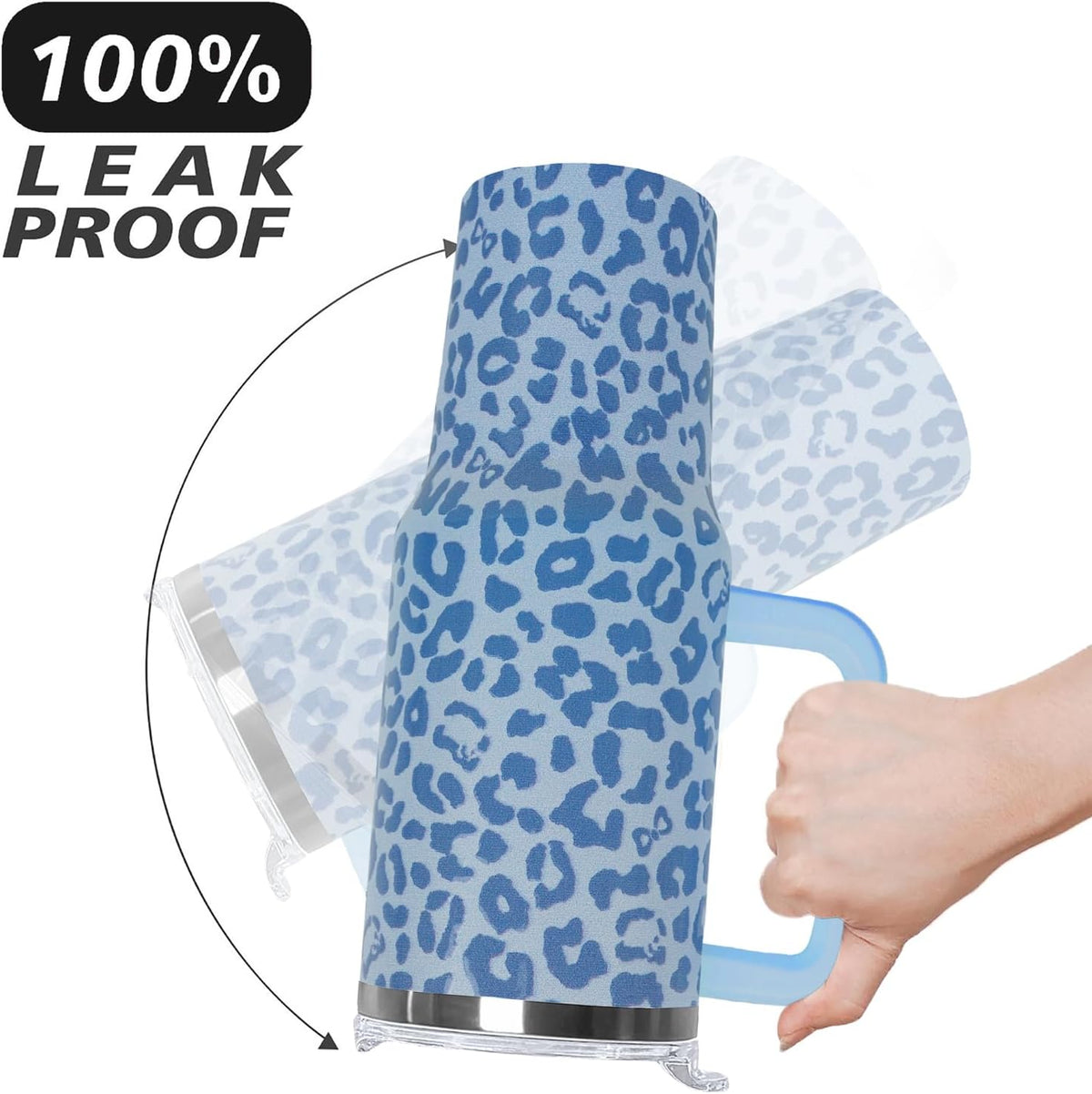 Ceovfoi 40 Oz Leopard & Zebra Print Tumbler With Handle, Lid & Straw - Insulated Travel Coffee Mug Water Bottle, Animal Print Gifts for Women Men