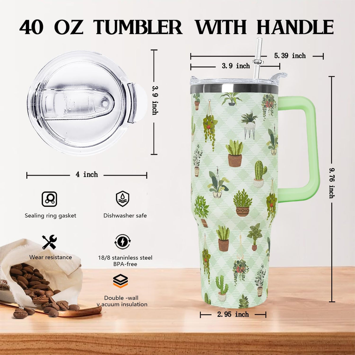 Ceovfoi 40 Oz Leopard & Zebra Print Tumbler With Handle, Lid & Straw - Insulated Travel Coffee Mug Water Bottle, Animal Print Gifts for Women Men