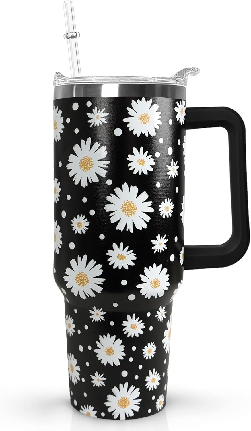 Ceovfoi 40 Oz Leopard & Zebra Print Tumbler With Handle, Lid & Straw - Insulated Travel Coffee Mug Water Bottle, Animal Print Gifts for Women Men
