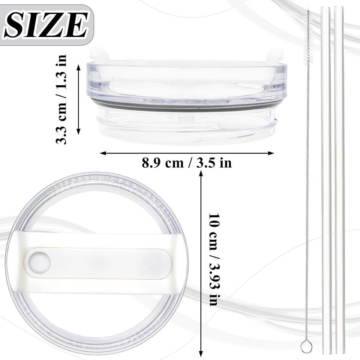 40oz Tumbler Lid Compatible for Stanley, 2 Pack Replacement Tumbler Lids Fit for Stanley Quencher 2.0 Tumbler 40 OZ, with Straws and Cleaning Brush (Orchid)