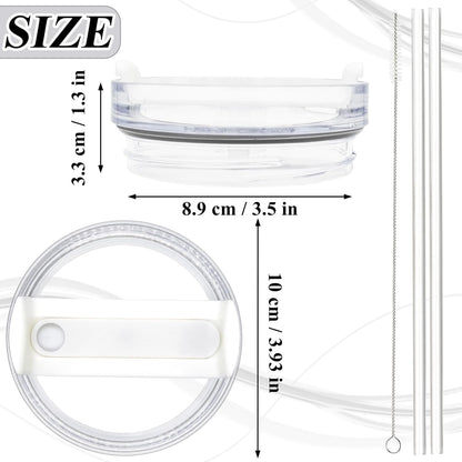 40oz Tumbler Lid Compatible for Stanley, 2 Pack Replacement Tumbler Lids Fit for Stanley Quencher 2.0 Tumbler 40 OZ, with Straws and Cleaning Brush (Orchid)