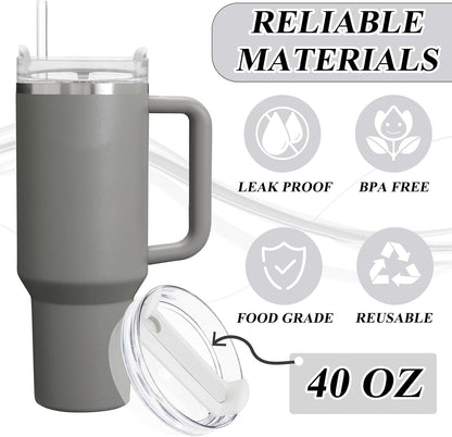 40oz Tumbler Lid Compatible for Stanley, 2 Pack Replacement Tumbler Lids Fit for Stanley Quencher 2.0 Tumbler 40 OZ, with Straws and Cleaning Brush (Orchid)