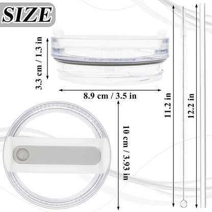 40oz Tumbler Lid Compatible for Stanley, 2 Pack Replacement Tumbler Lids Fit for Stanley Quencher 2.0 Tumbler 40 OZ, with Straws and Cleaning Brush (Orchid)
