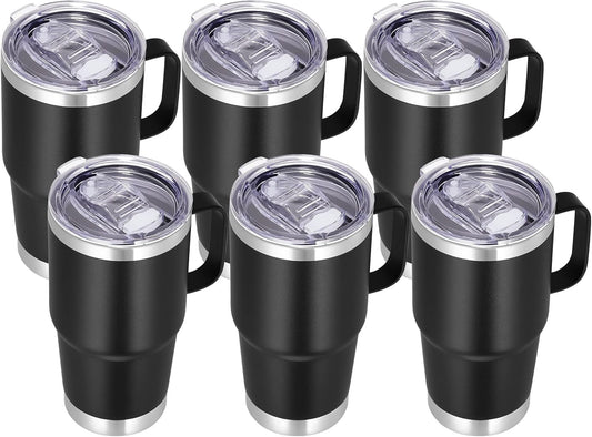 20 oz Tumbler with Handle Lid and Straw, Stainless Steel Insulated Travel Coffee Mug Spill Proof Double Wall Metal Tumbler Cup Keeps Drink Hot and Cold, Navy Blue 1 Pack