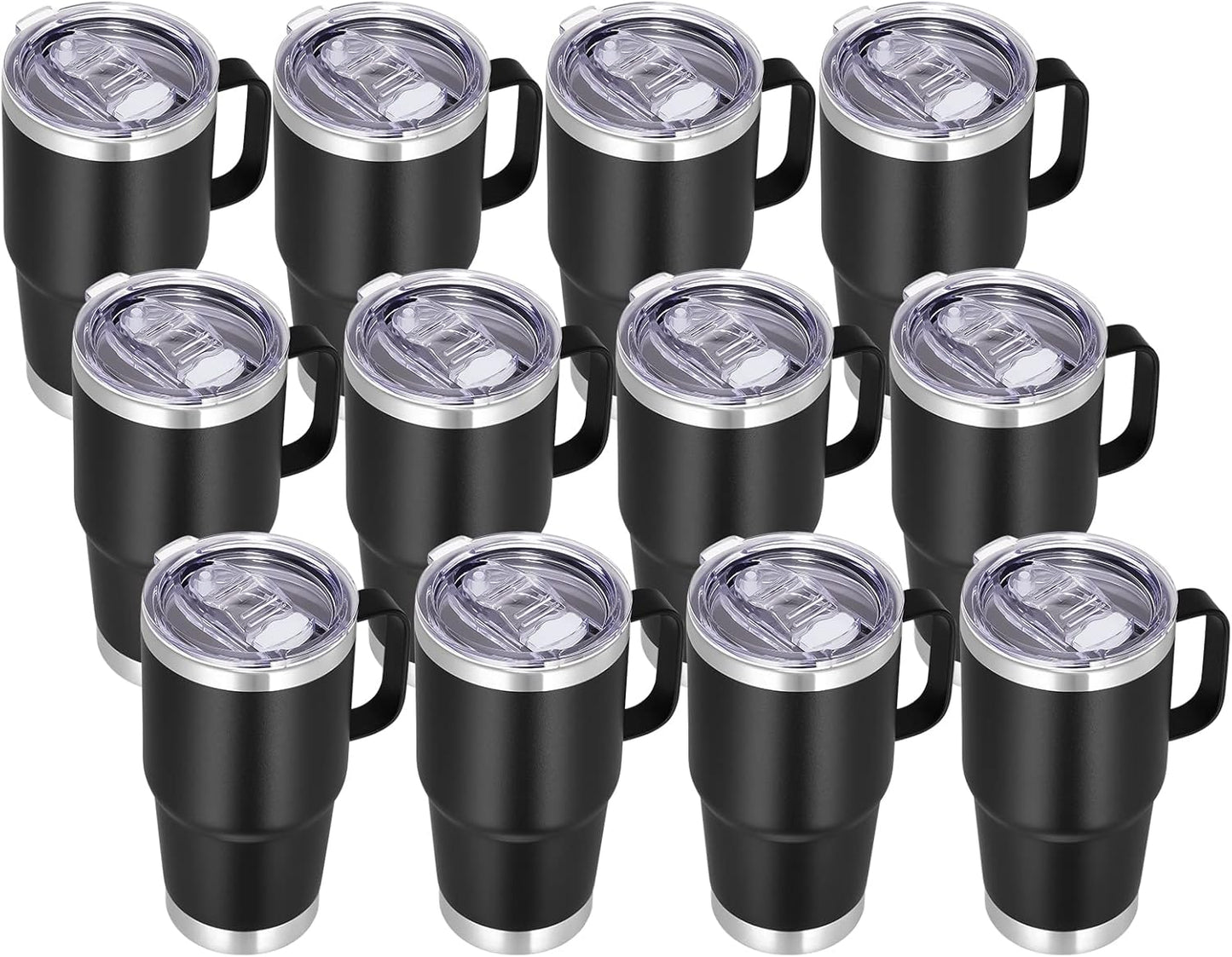 20 oz Tumbler with Handle Lid and Straw, Stainless Steel Insulated Travel Coffee Mug Spill Proof Double Wall Metal Tumbler Cup Keeps Drink Hot and Cold, Navy Blue 1 Pack