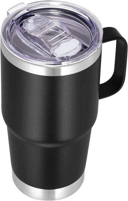 20 oz Tumbler with Handle Lid and Straw, Stainless Steel Insulated Travel Coffee Mug Spill Proof Double Wall Metal Tumbler Cup Keeps Drink Hot and Cold, Navy Blue 1 Pack