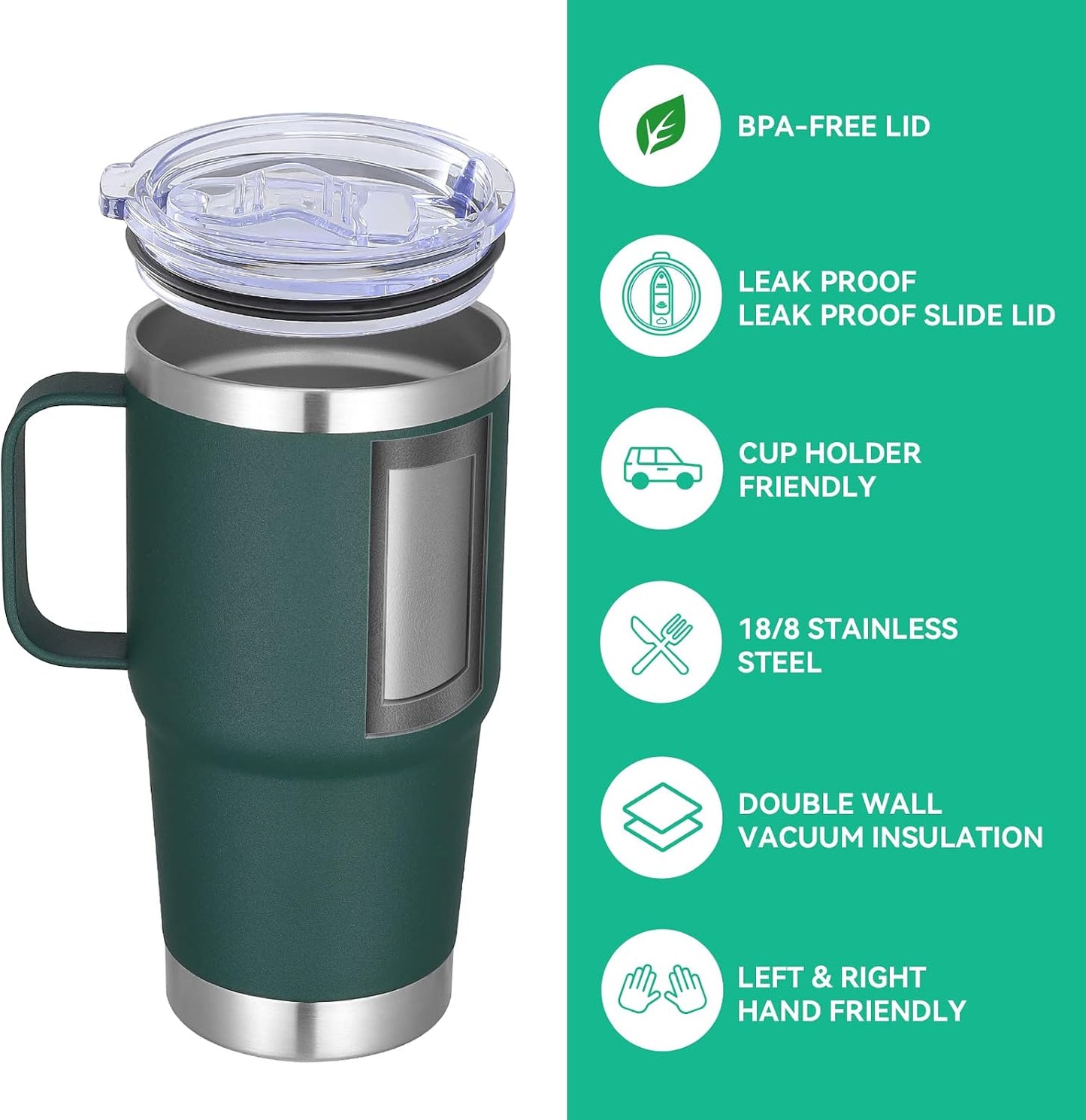20 oz Tumbler with Handle Lid and Straw, Stainless Steel Insulated Travel Coffee Mug Spill Proof Double Wall Metal Tumbler Cup Keeps Drink Hot and Cold, Navy Blue 1 Pack