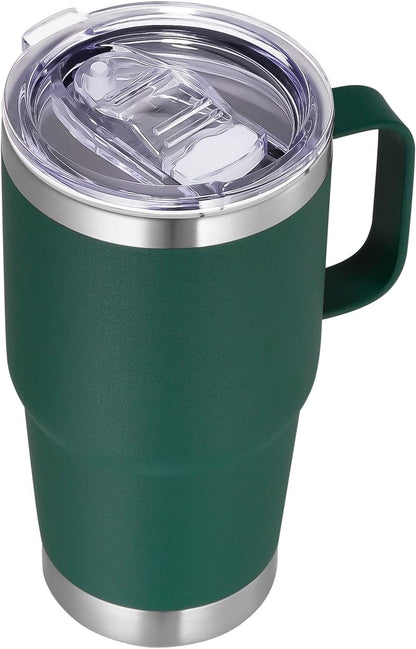 20 oz Tumbler with Handle Lid and Straw, Stainless Steel Insulated Travel Coffee Mug Spill Proof Double Wall Metal Tumbler Cup Keeps Drink Hot and Cold, Navy Blue 1 Pack