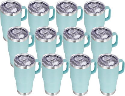 20 oz Tumbler with Handle Lid and Straw, Stainless Steel Insulated Travel Coffee Mug Spill Proof Double Wall Metal Tumbler Cup Keeps Drink Hot and Cold, Navy Blue 1 Pack