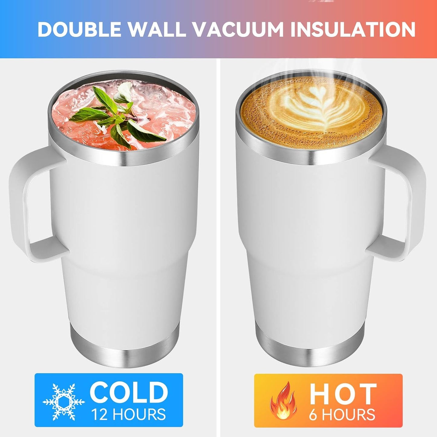 20 oz Tumbler with Handle Lid and Straw, Stainless Steel Insulated Travel Coffee Mug Spill Proof Double Wall Metal Tumbler Cup Keeps Drink Hot and Cold, Navy Blue 1 Pack