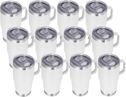 20 oz Tumbler with Handle Lid and Straw, Stainless Steel Insulated Travel Coffee Mug Spill Proof Double Wall Metal Tumbler Cup Keeps Drink Hot and Cold, Navy Blue 1 Pack