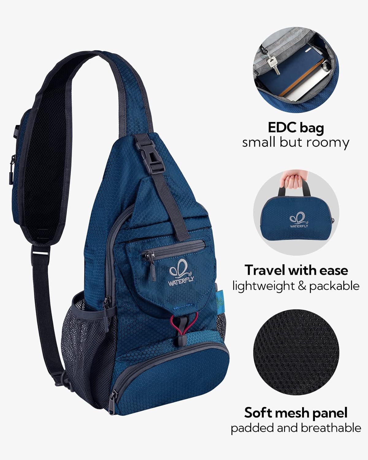 Packable Sling Backpack Lightweight Crossbody Bag Travel Daypack