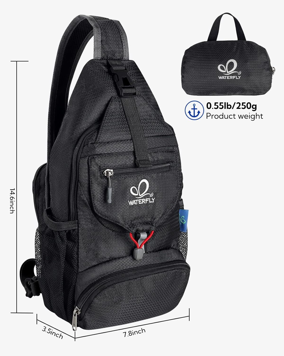 Packable Sling Backpack Lightweight Crossbody Bag Travel Daypack