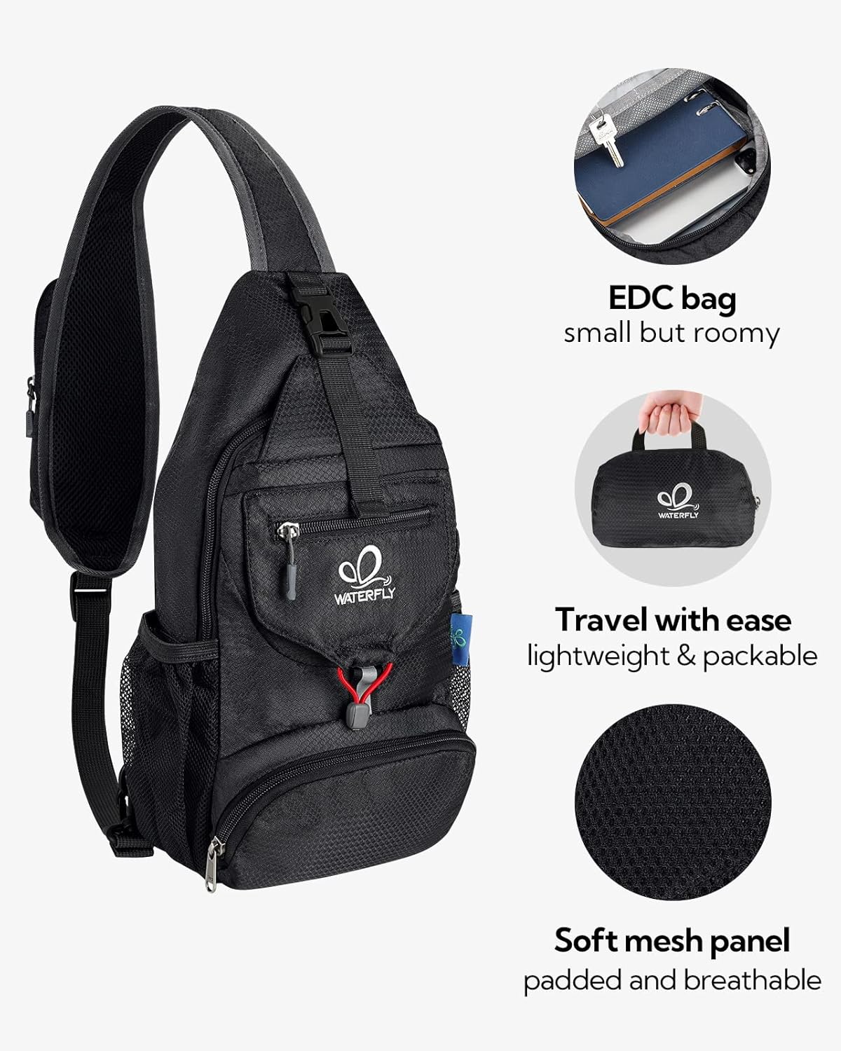 Packable Sling Backpack Lightweight Crossbody Bag Travel Daypack