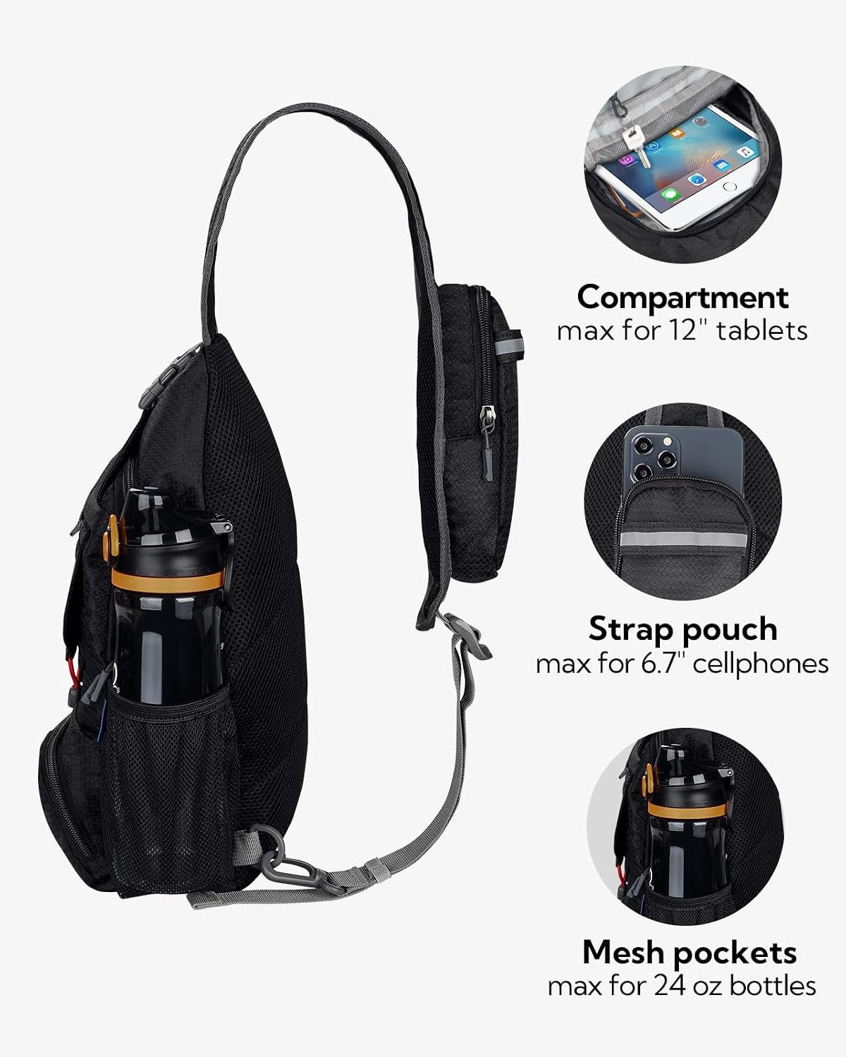 Packable Sling Backpack Lightweight Crossbody Bag Travel Daypack