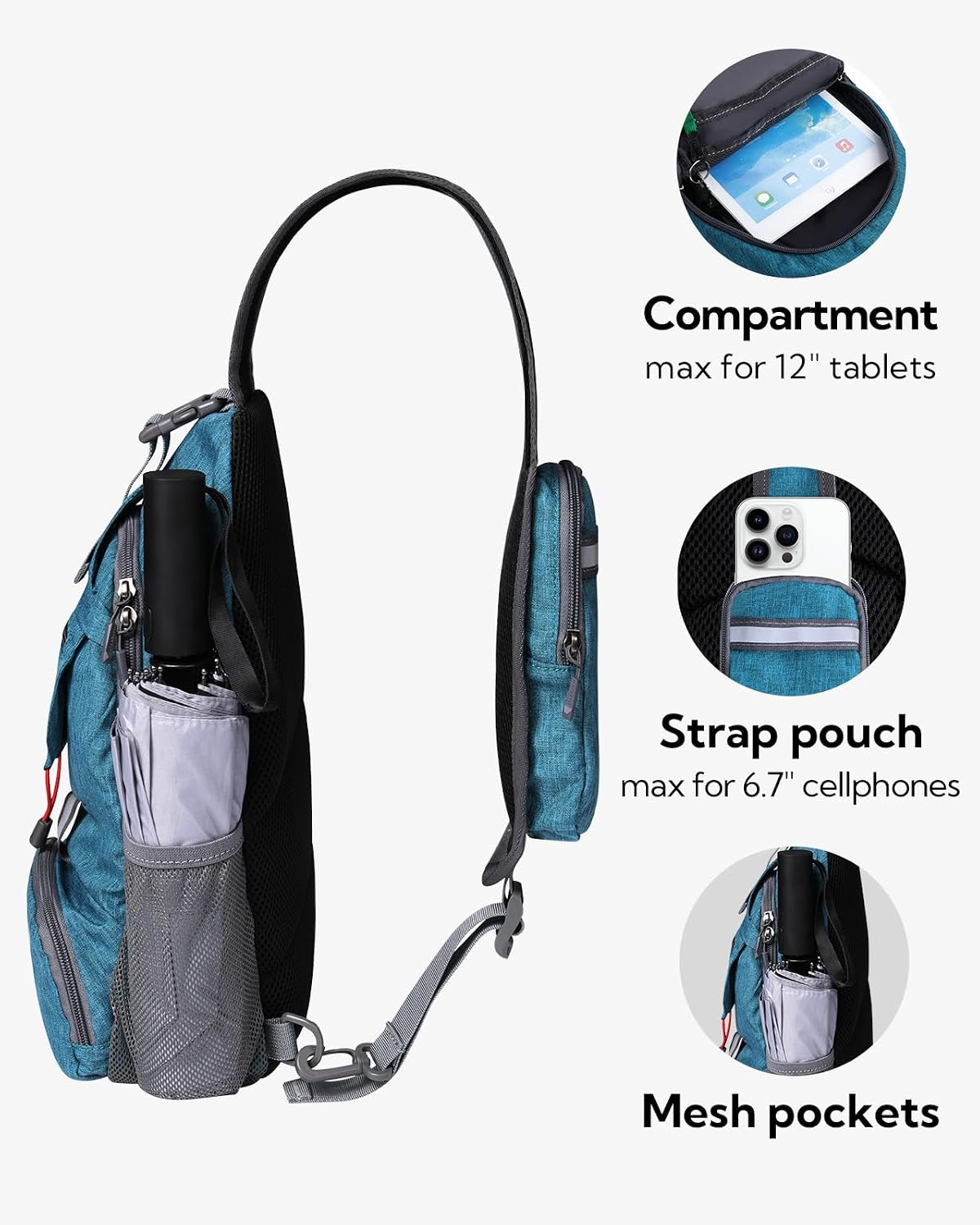 Packable Sling Backpack Lightweight Crossbody Bag Travel Daypack