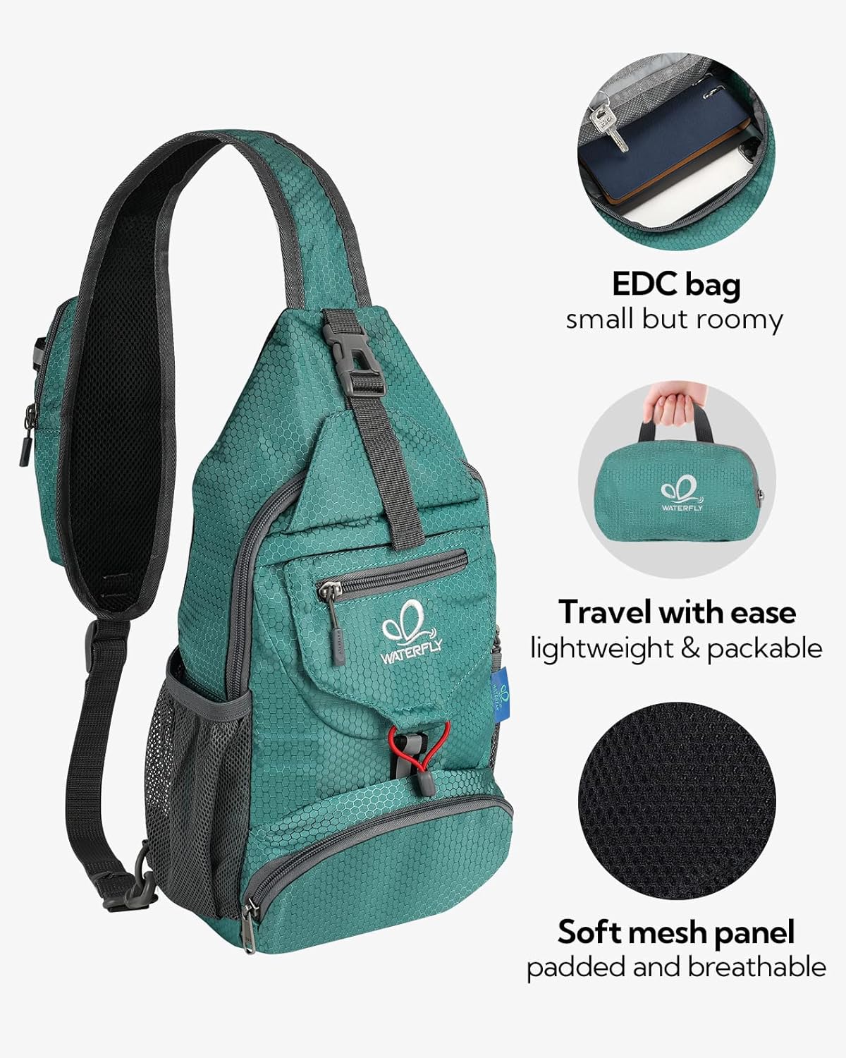 Packable Sling Backpack Lightweight Crossbody Bag Travel Daypack