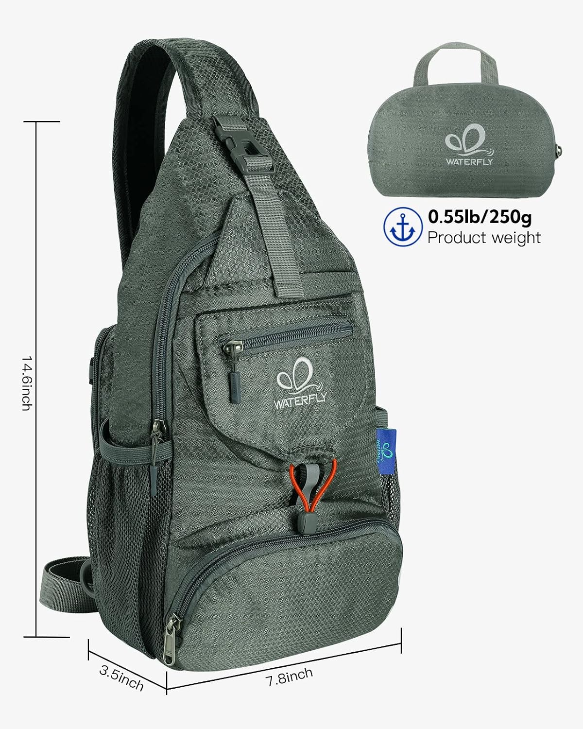 Packable Sling Backpack Lightweight Crossbody Bag Travel Daypack