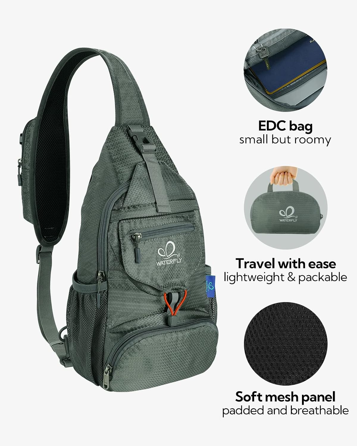 Packable Sling Backpack Lightweight Crossbody Bag Travel Daypack