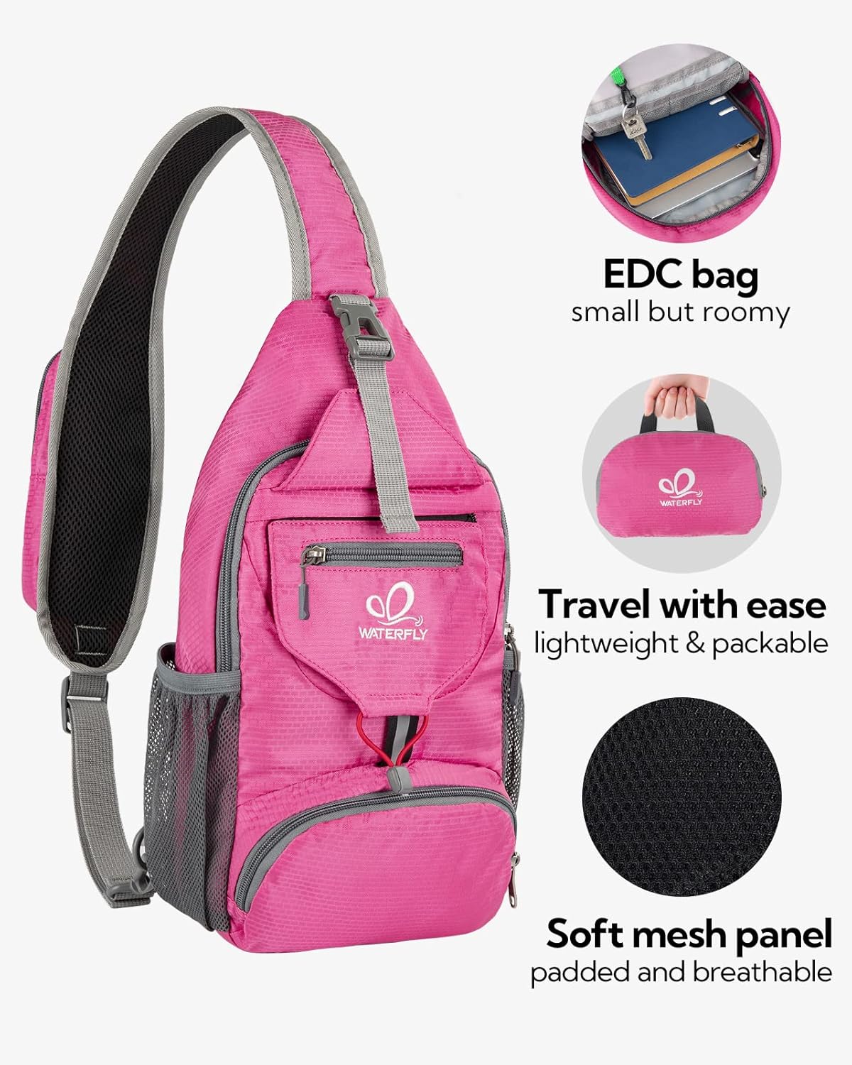 Packable Sling Backpack Lightweight Crossbody Bag Travel Daypack