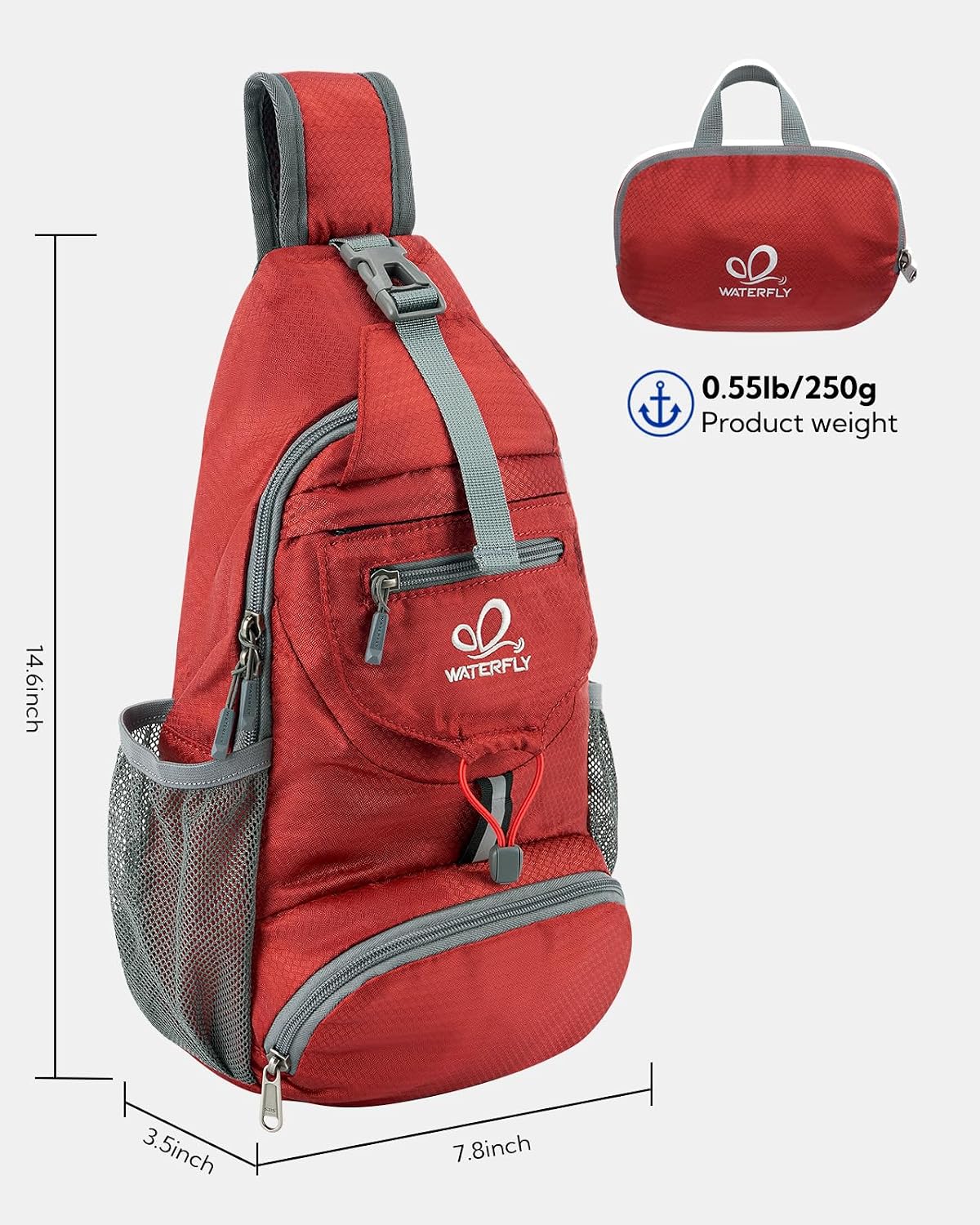 Packable Sling Backpack Lightweight Crossbody Bag Travel Daypack