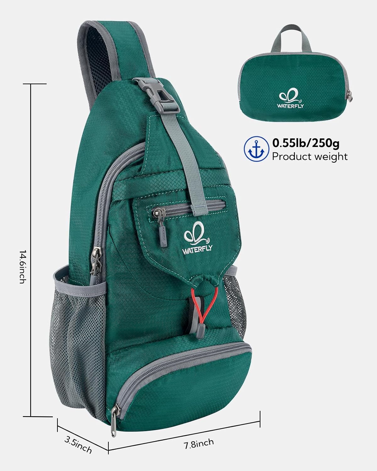 Packable Sling Backpack Lightweight Crossbody Bag Travel Daypack