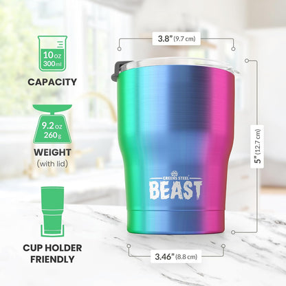 Beast 40 oz tumbler - Vacuum Insulated Tumbler with Straw - Leak Proof Stainless Steel Travel Mug - Double Wall Iced Coffee Cup - Reusable Water Bottle - Gifts for Mom, Women and Men (Rainbow)